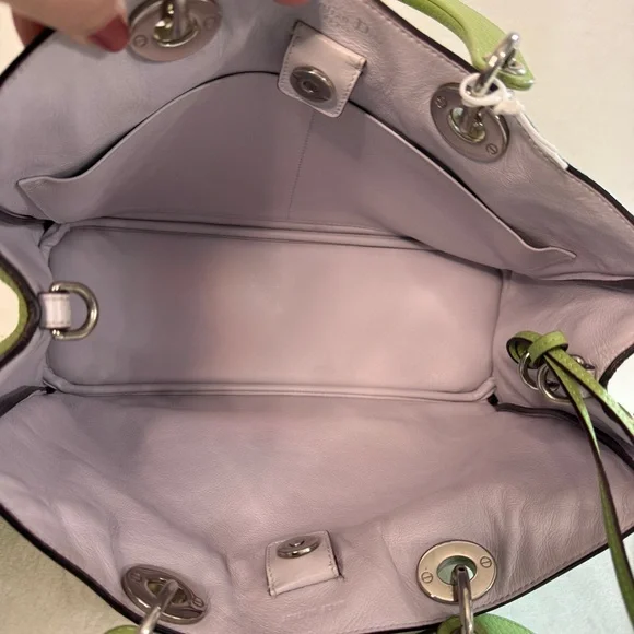 Dior Green Pebbled Leather Medium Issime Shopper Tote with Detachable Pouch - Picture 6 of 10